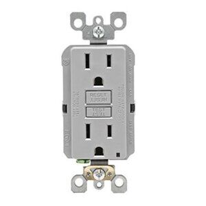 Leviton SmartlockPro Self-Test GFCI Outlet With Wallplate Gray Commercial-Grade